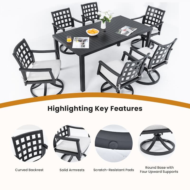 Modern Outdoor Patio Cast Aluminum 2PCs Dining Swivel Rockers
