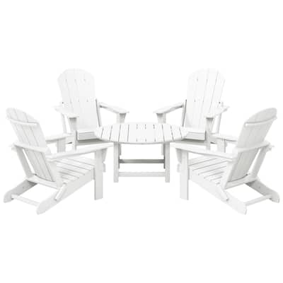 Laguna Outdoor 5-Piece Adirondack Chair With Round Coffee Table Conversation Set