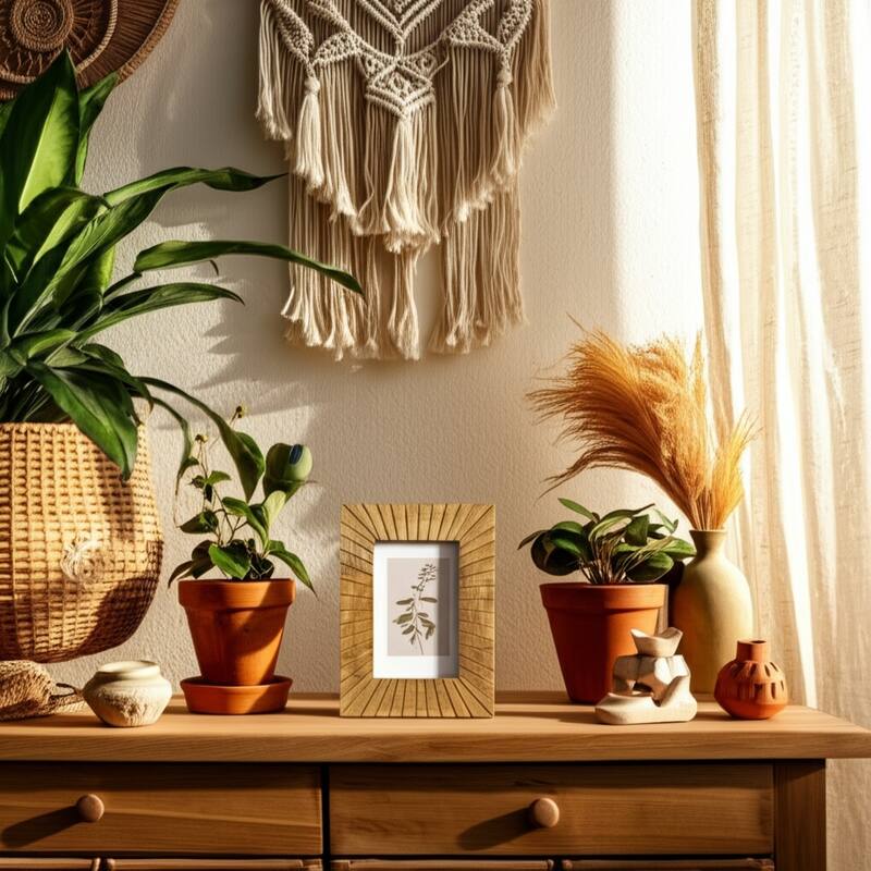 Wood Glass Picture Frame Carved Texture for Home Display - 4x6" Brown