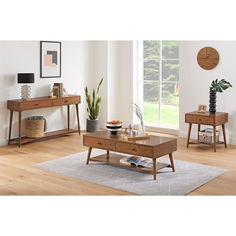 Mid-Century Modern 2-Drawer 48" Cinnamon Coffee Table