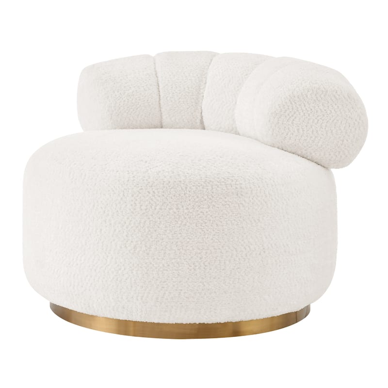 NPD Furniture Marcy Fabric with Gold Base Swivel Accent Chair - Belmont Ivory