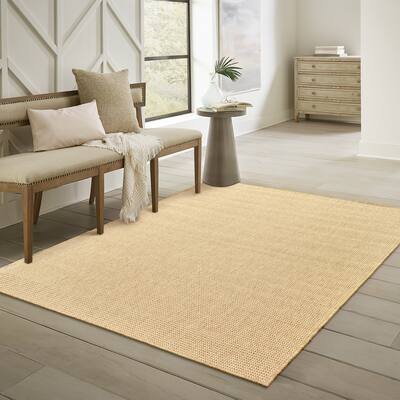 Veranda Light Brown Solid Textured Indoor/Outdoor Area Rug