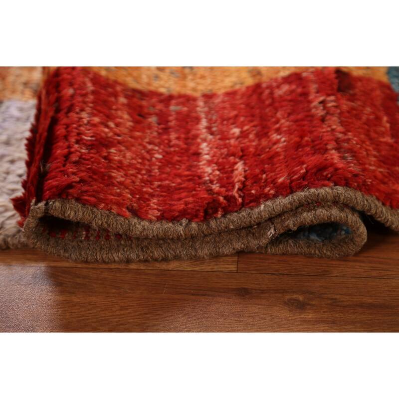 Hand Knotted Oriental 100% Wool Carpet Modern Geometric Multi-Colored Moroccan Area Rug - 8' 7'' X 5' 6''