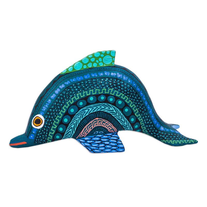 Novica Handmade Ocean Dolphin Wood Alebrije Sculpture
