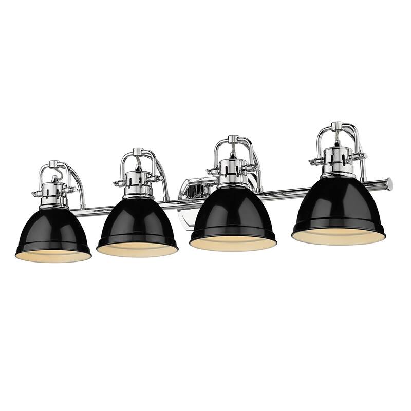 Golden Lighting Duncan 4 Light 34" Wide Bathroom Vanity Light - Chrome / Black