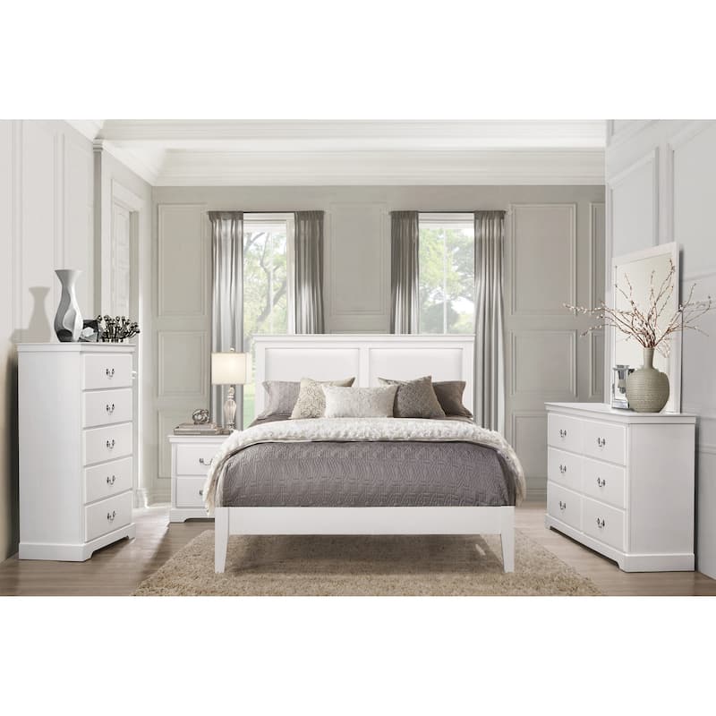 Queen Size Faux Leather Panel Bed with Upholstered Headboard and Footboard