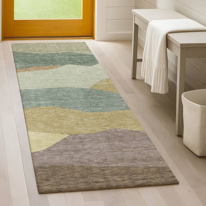 Machine Washable Indoor/ Outdoor Modern Dacono Chantille Rug