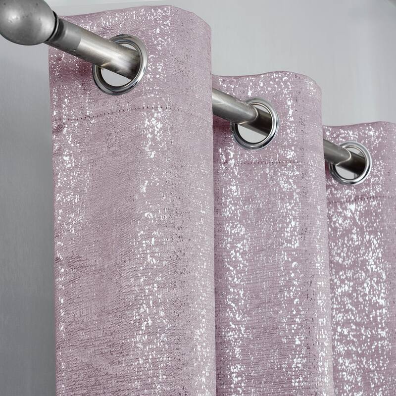 Dainty Home 2 Pack Artisinal 100% Blackout Grommet Curtain Panel Pair with 3D Lurex Texture