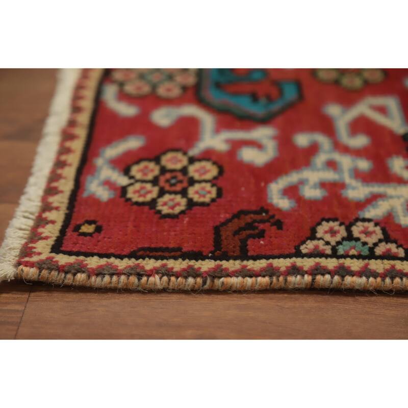 Hand Knotted Oriental 100% Wool Carpet Traditional Floral Red Tabriz Area Rug - 4' 9'' X 3' 1''