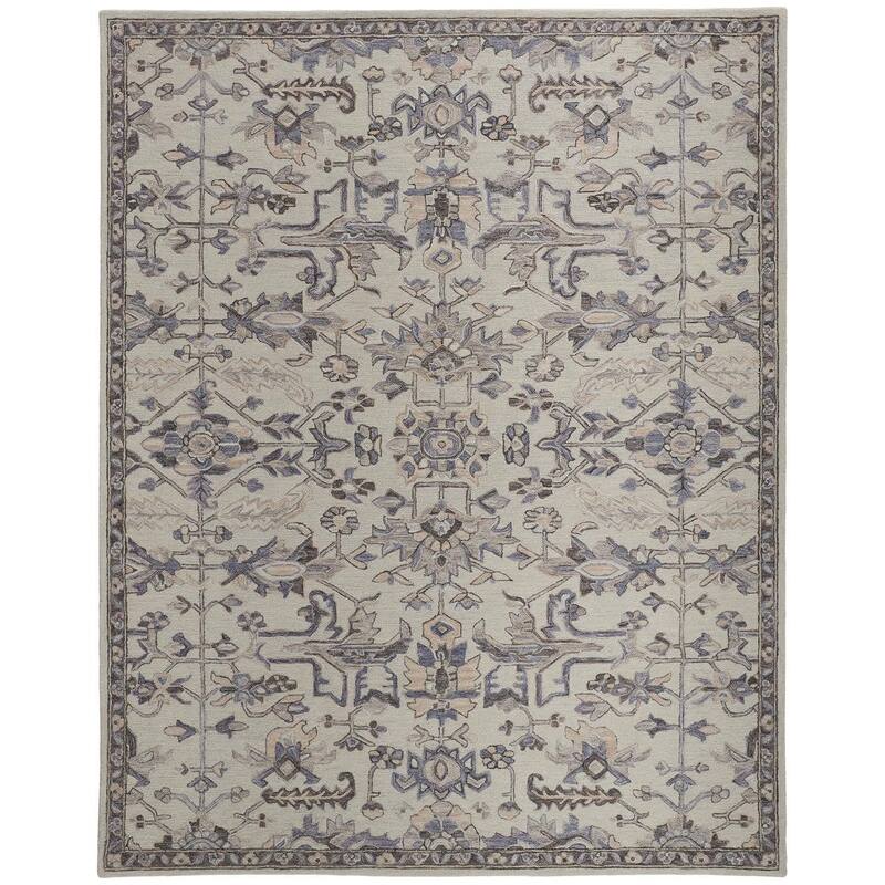 Faris Rustic Farmhouse Rug, Flora/Fauna, Gray/Golden, Accent Rug - 8' x 10' - Ivory/Gray