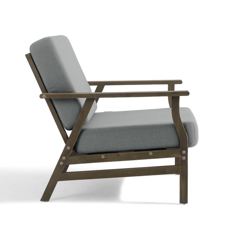 Outdoor 2 Set Teak Wood Club Chairs Set with Cushion