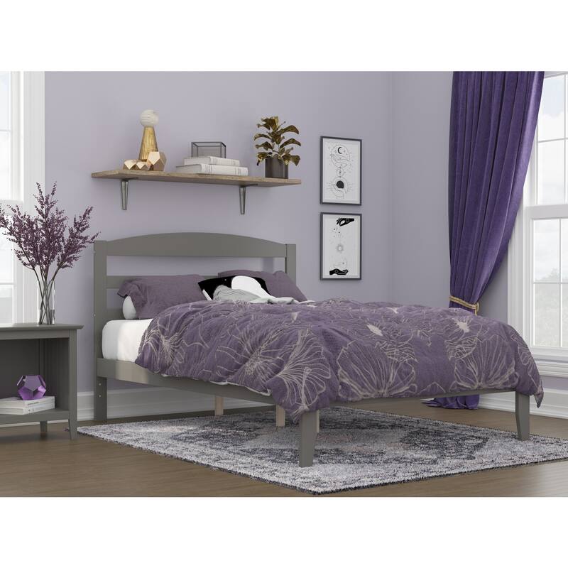 Modern Full Bed Grey - Solid Wood Frame, Headboard & Slats Included - Bedroom Furniture
