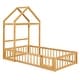 preview thumbnail 6 of 15, Twin Size Wooden Bed with Detachable House Headboard, Fence Railings, and Integrated Kids Dress-Up Rack