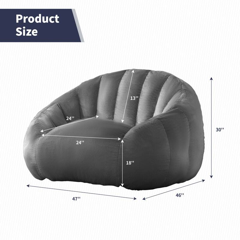 Mixoy Modern Giant Bean Bag Chairs,Shell-Shaped Plush Large Upholstered Floor Sofa Chair,Stuffed Accent Chair