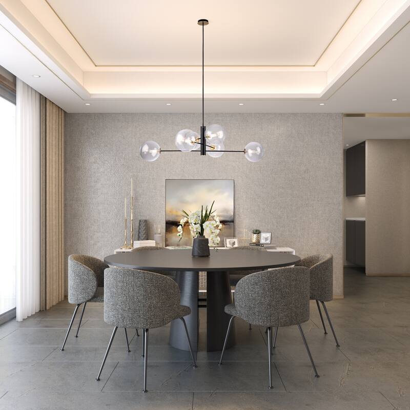 Aurelia Collection 6-Light Chandelier, Matte Black & Brass