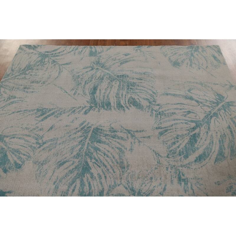 Hand Knotted Oriental 100% Wool Carpet Modern All-Over Beige & Ivories Abstract Area Rug - 8' 0'' X 6' 3''