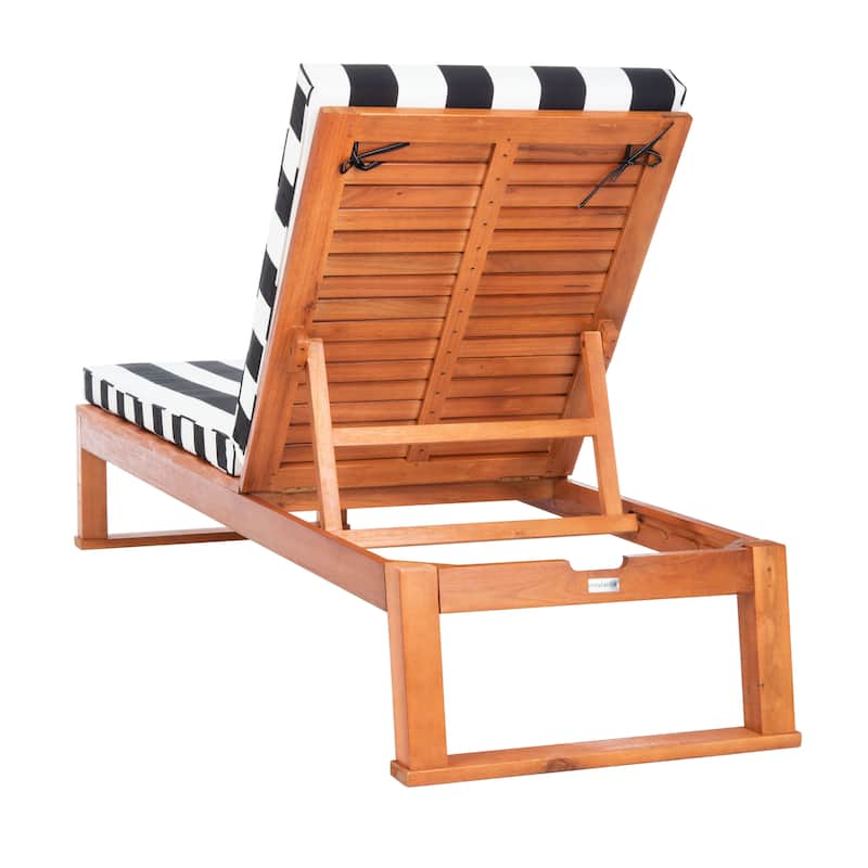 SAFAVIEH Outdoor Kaliyah Solid Wood Chaise Lounge Chair - 25Wx81Dx37H