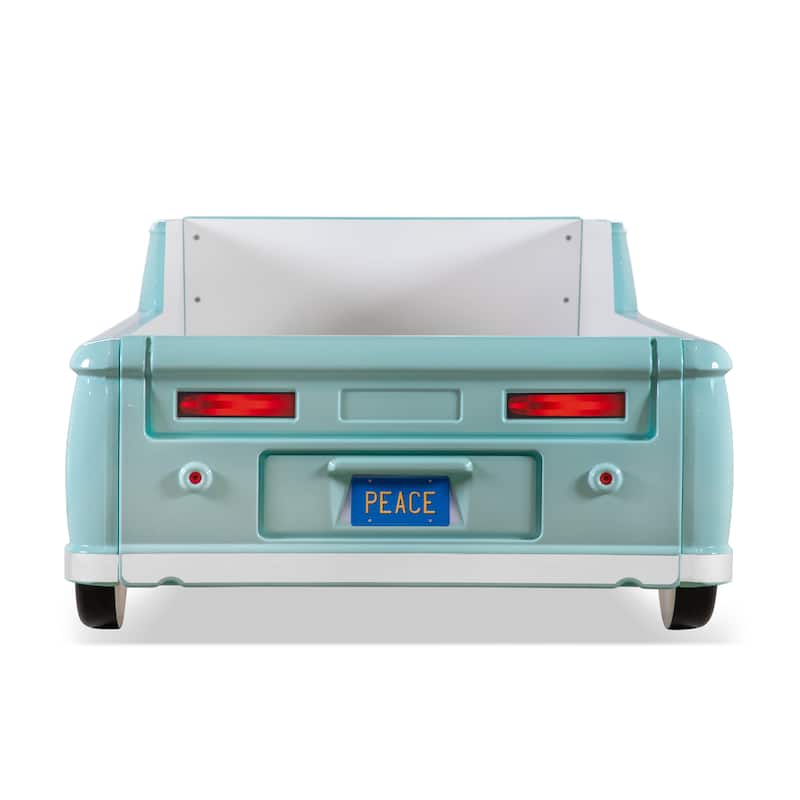 Furniture of America Bobby Novelty Twin Peace Bus Kid Platform Bed with LED Headlights and Sound Functions