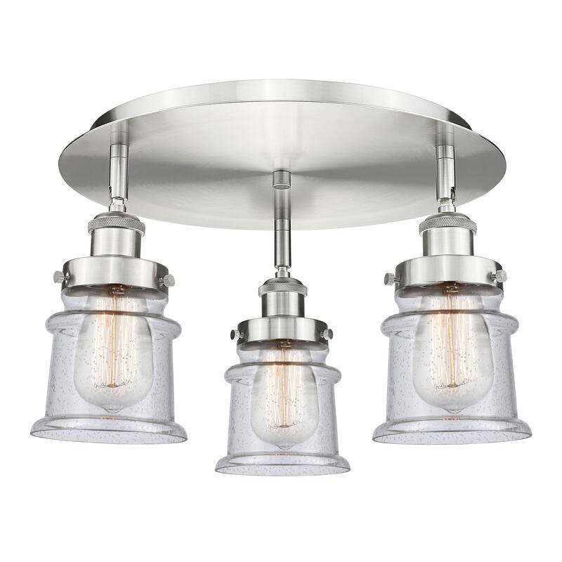 Innovations Lighting Canton - 3 Light 17" Flush Mount - Satin Nickel/Seedy
