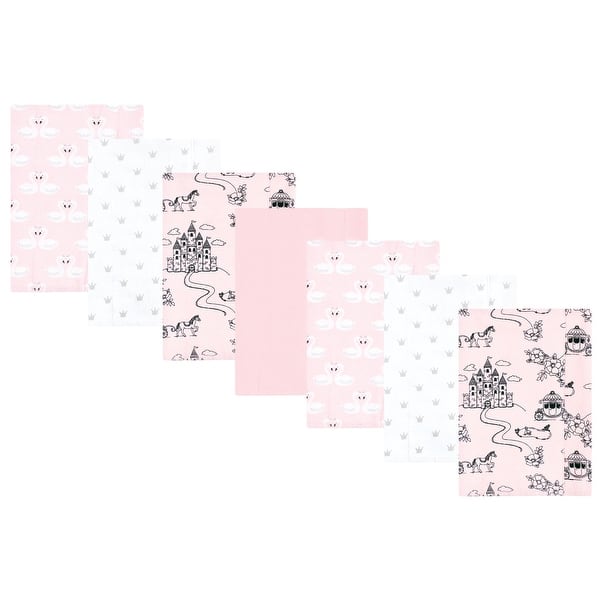 slide 1 of 1, Hudson Baby Infant Girl Flannel Burp Cloth 7pk, Fairytale Princess, One Size - Fairytale Princess 7 Pack - One Size One Size - Fairytale Princess 7 Pack
