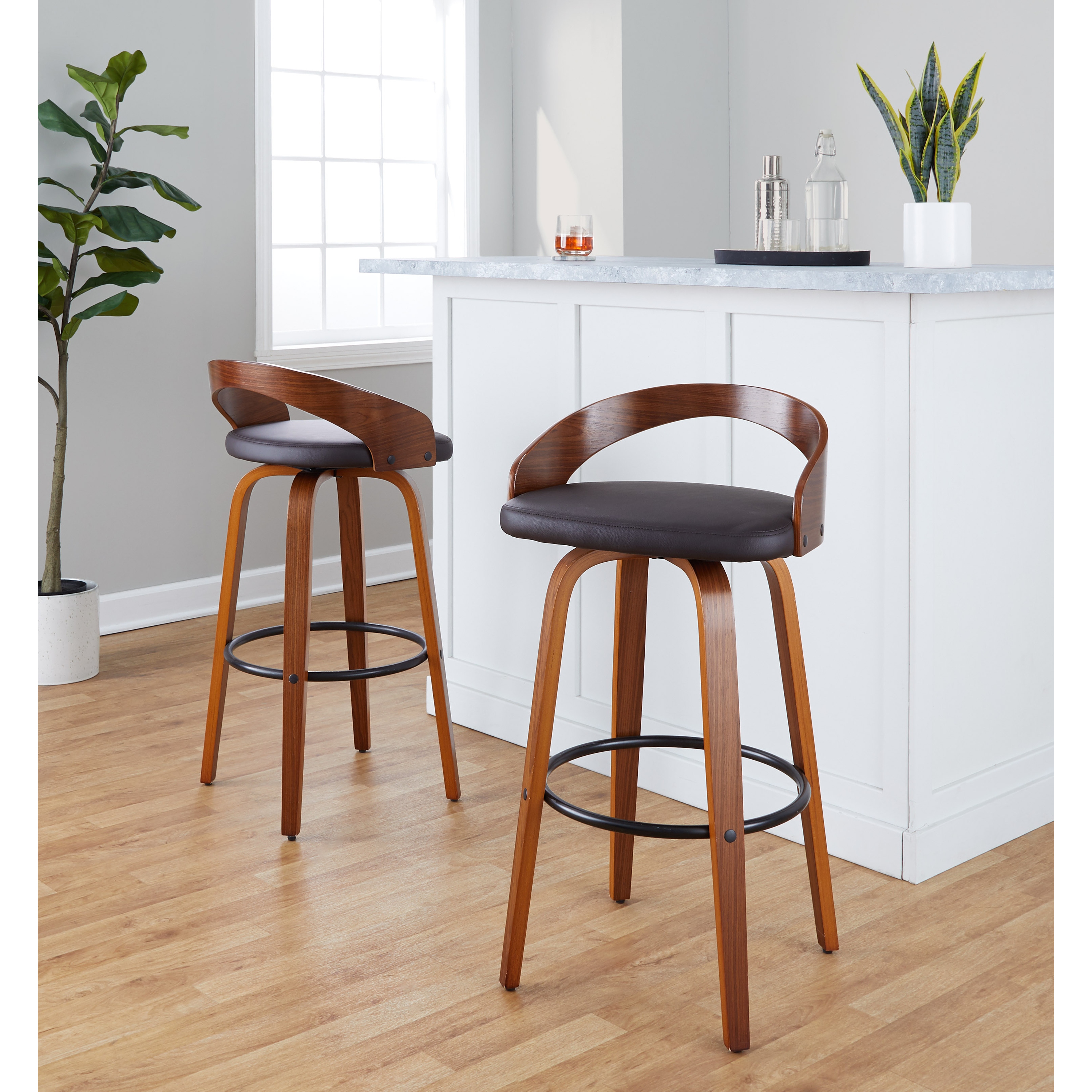 Low Back, Walnut Finish Carson Carrington Counter and Bar Stools