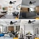 preview thumbnail 6 of 10, Oaks Aura 52in. Black Industrial Flush Mount Ceiling Fan with Lights and Remote, 6-Speeds Reversible Low Profile Ceiling Fan
