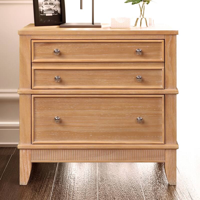 3-Drawer Side Table for Living Room, Hallway, Entryway - Walnut