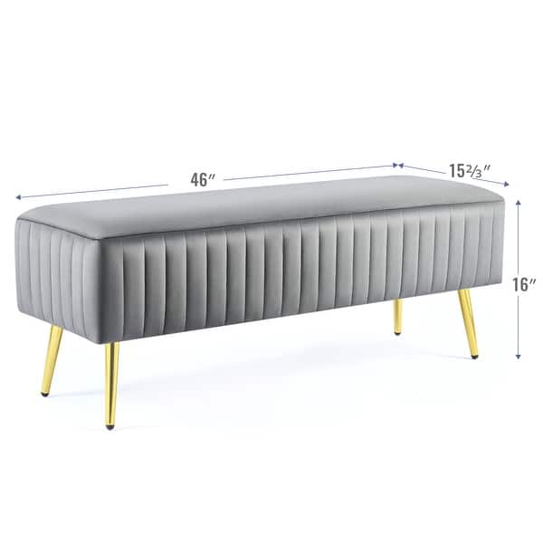 CO-Z 46-inch Modern Upholstered Bench with Padded Velvet Seat - - 34465378