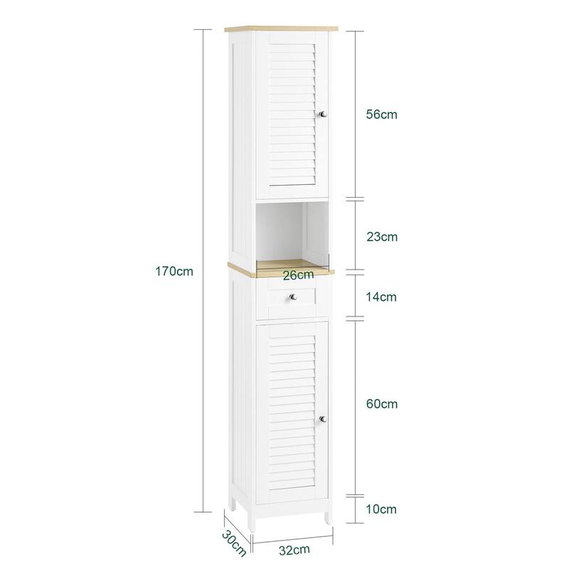 Haotian FRG236-W, Bathroom Tall Cabinet Storage Shelf