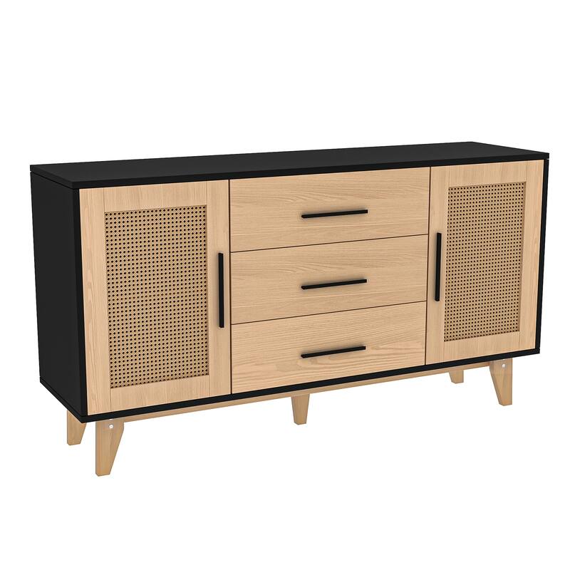 59 inch rattan storage cabinet