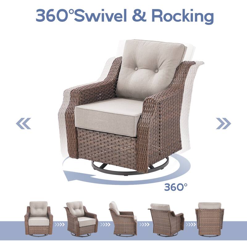 3 Pieces Swivel Chairs with Glass Side Table