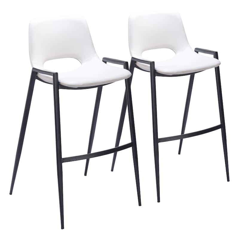 Desi Barstool (Set of 2) - 20.7" W x 21.7" D x 39" H - White, Black