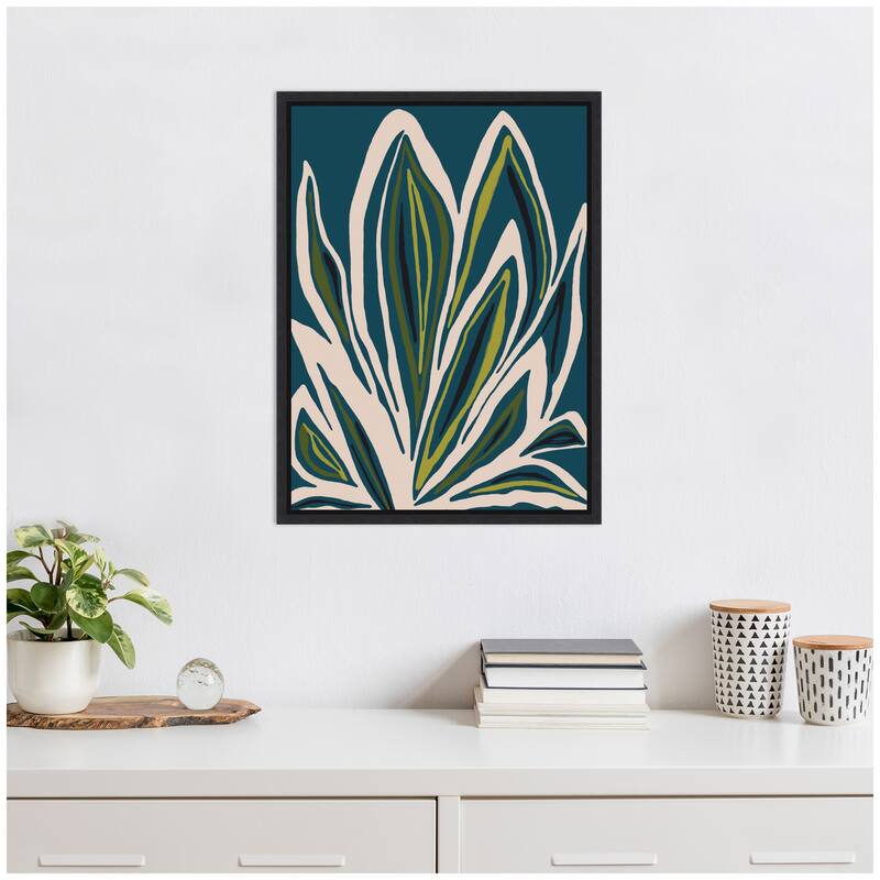 Kate and Laurel Sylvie Blue Flora 1 Framed Canvas by Alicia Bock