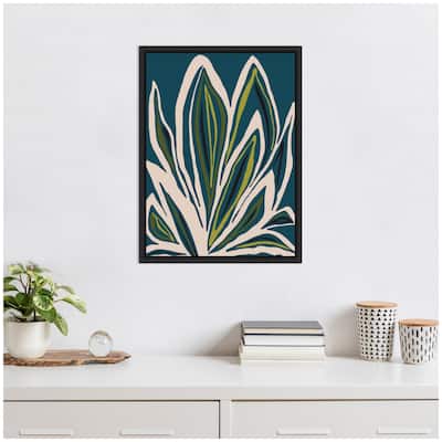 Kate and Laurel Sylvie Blue Flora 1 Framed Canvas by Alicia Bock