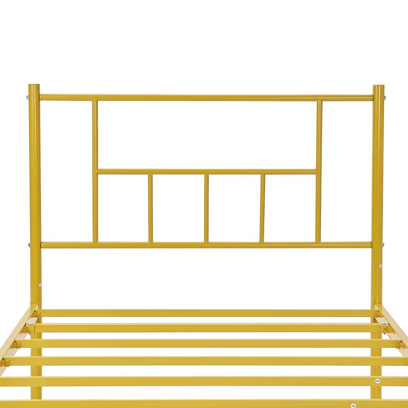 14 Inch Queen Size Metal Bed Frame with Headboard, Iron-Art Platform Bed No Box Spring Needed/Mattress Foundation for Storage