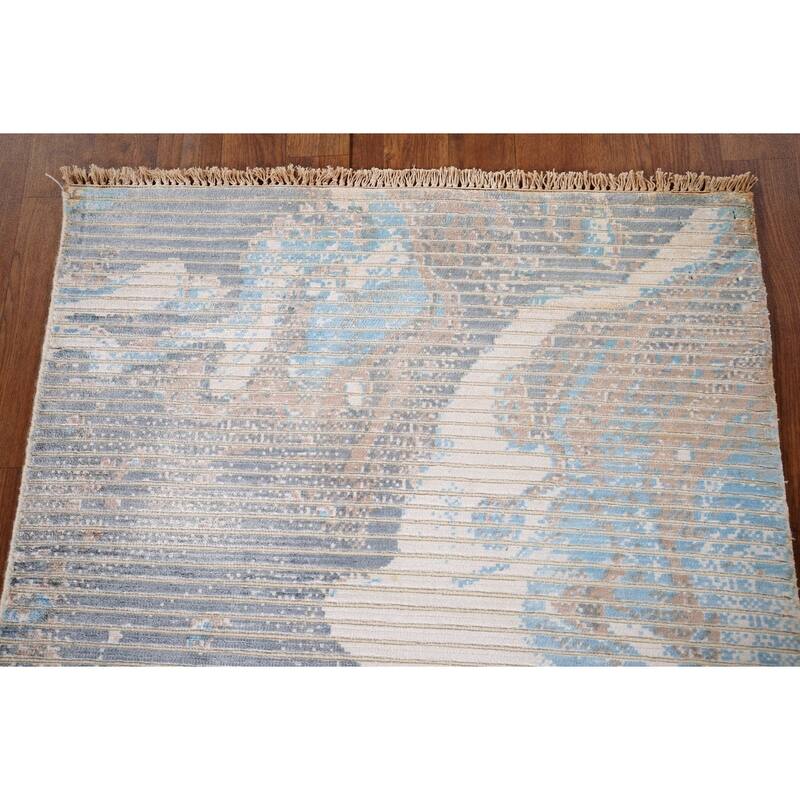 Striped Abstract Accent Rug Handmade Wool Carpet - 2'9" x 5'0"
