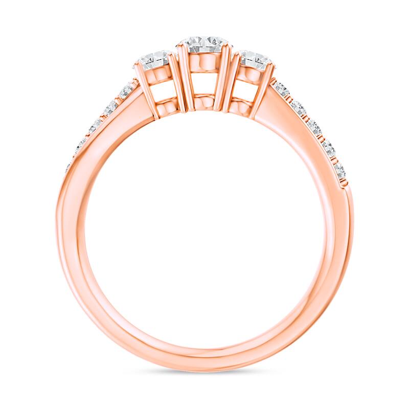 1/2ct TDW Diamond Three Stone Engagement Ring in 14K Gold for Women