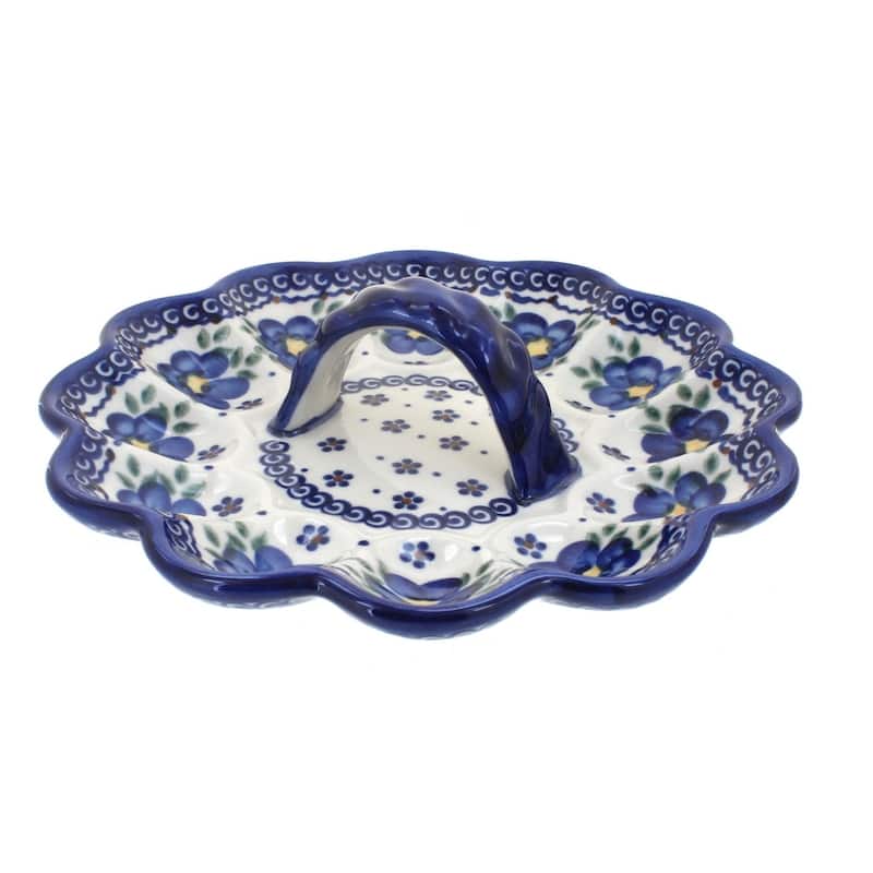 Blue Rose Polish Pottery 131 Vena Egg Plate