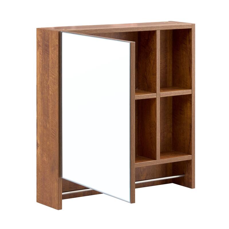 2-in-1 Mirror Cabinet Wall Medicine Cabinet Over The Toilet Storage Cabinet with High-Definition Mirror, Shelves and Towel Rack