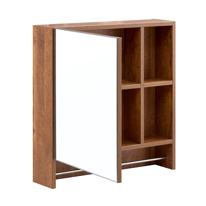 Bathroom Wall Mounted Mirror Cabinet Over The Toilet, Medicine Cabinet Storage Cabinet with Shelves and Towel Rack