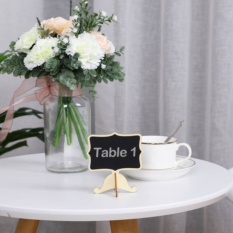 8pcs Wood Mini Chalkboard Signs w Support Easel DIY for Message Tags - Beige