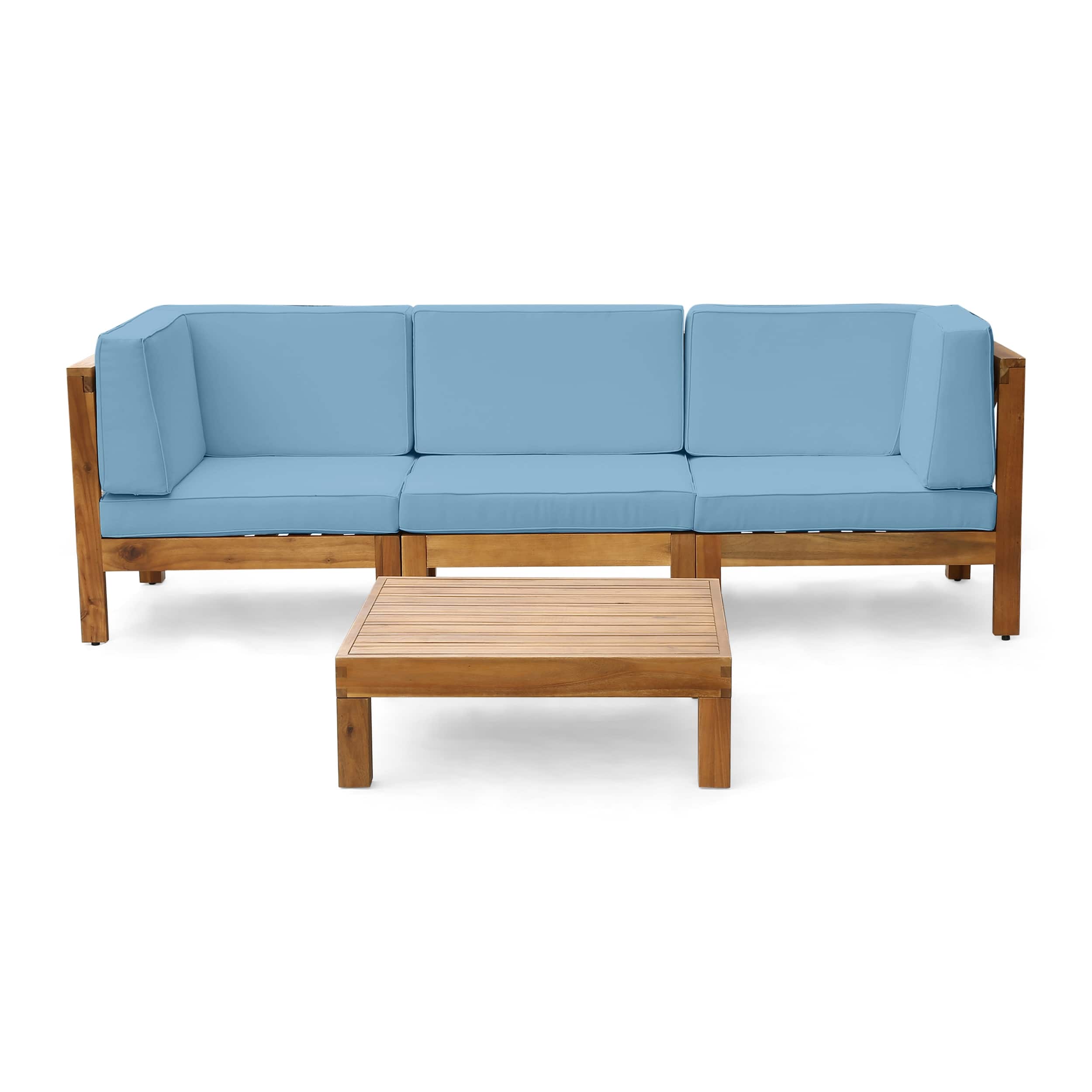 Option teak + blue cushion