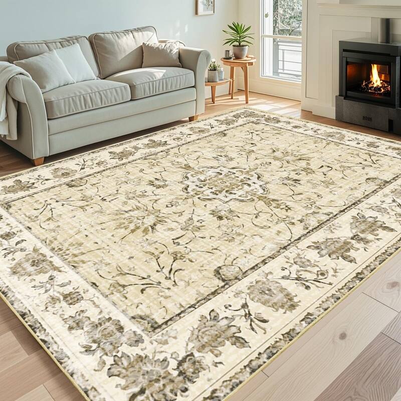 Vintage Boho Area Rugs Machine Washable Non Slip Living Room Rug