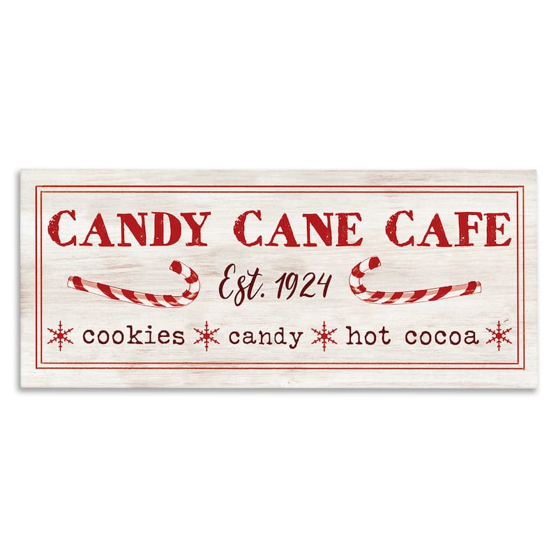 Stupell Vintage Candy Cane Cafe Canvas Wall Art Design By Dogwood Portfolio - 24 x 10