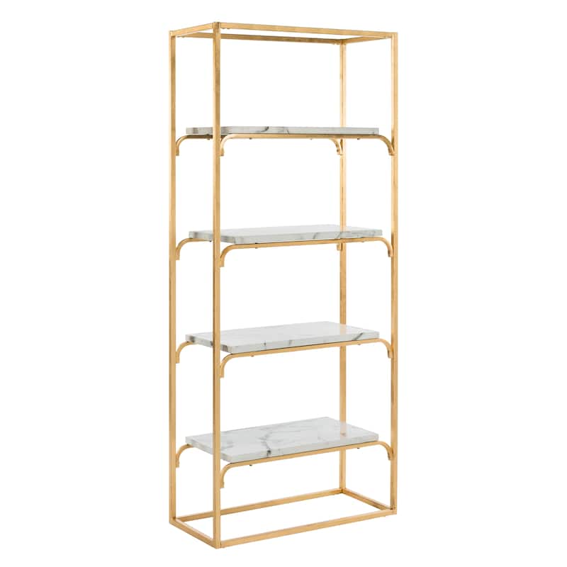 SAFAVIEH Vernia 4-Tier Gold Foil/Faux White Etagere - 30' x 14' x 72' - 30Wx14Dx72H