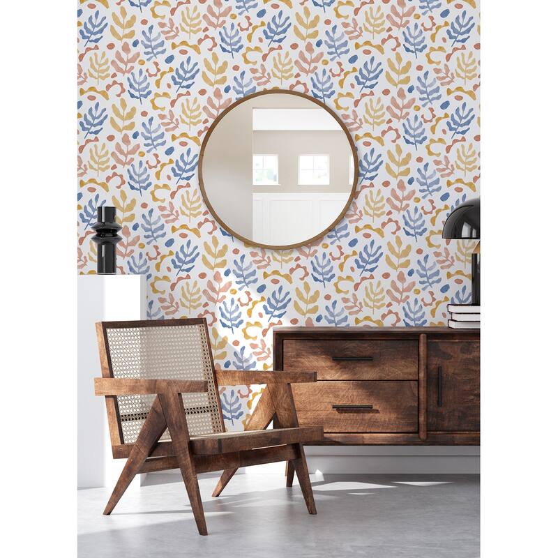 NuWallpaper Blue & Orange Mira Peel & Stick Wallpaper - 216in x 20.5in x 0.025in