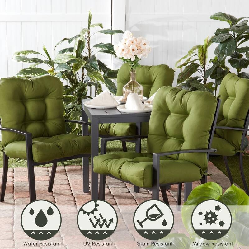 Outdoor Tufted Dining Chair Cushion (Set of 2)