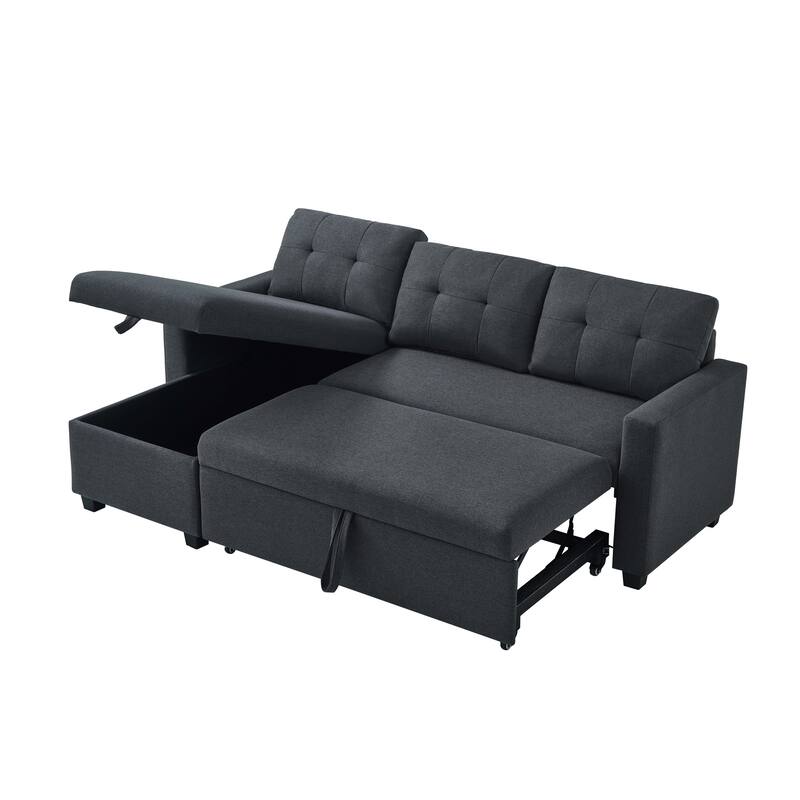 GDFStudio - Ethan Modern Pull-Out Sectional Sofa with Storage Chaise and Reversible Layout