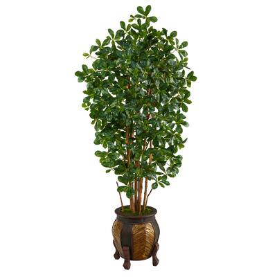 67" Black Olive Artificial Tree with 1365 Bendable Leaves in Planter - 15"