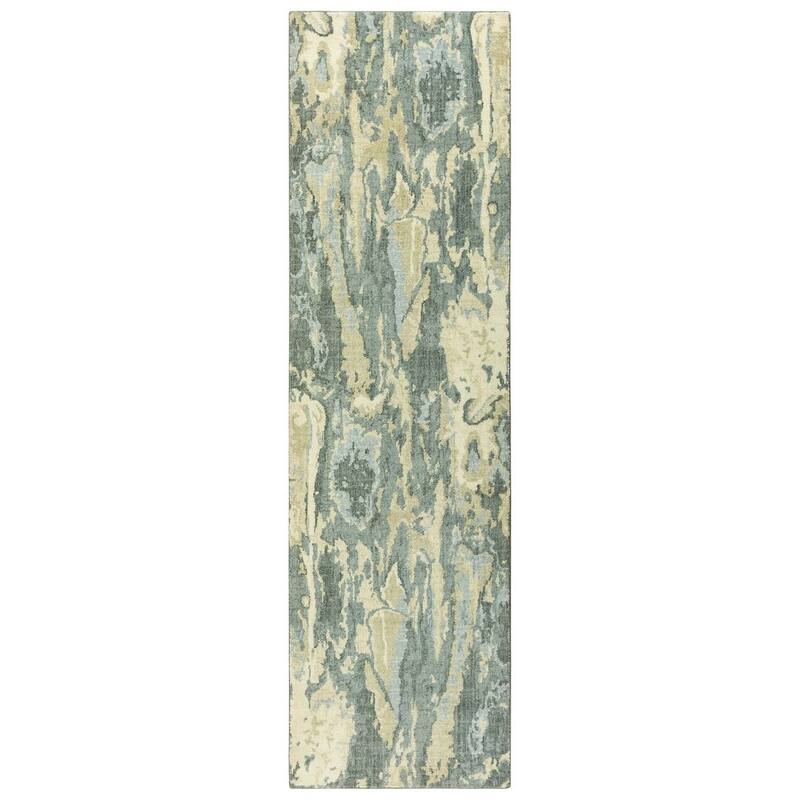 Alora Decor Euphoria Grey, Beige, and Cream Abstract Wool Rug - 2'6" x 8'